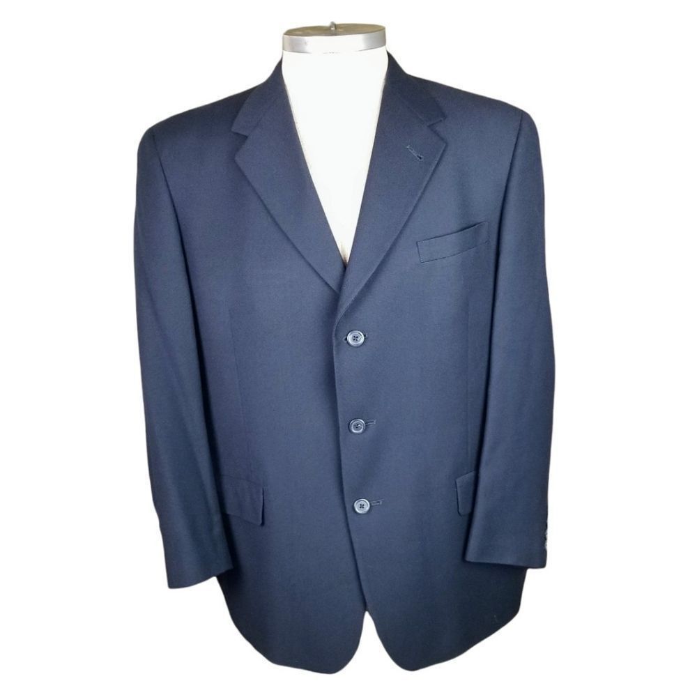 Tommy Hilfiger Dark Blue Wool 3 Button Sport Coat Blazer Jacket - Picture 4 of 14